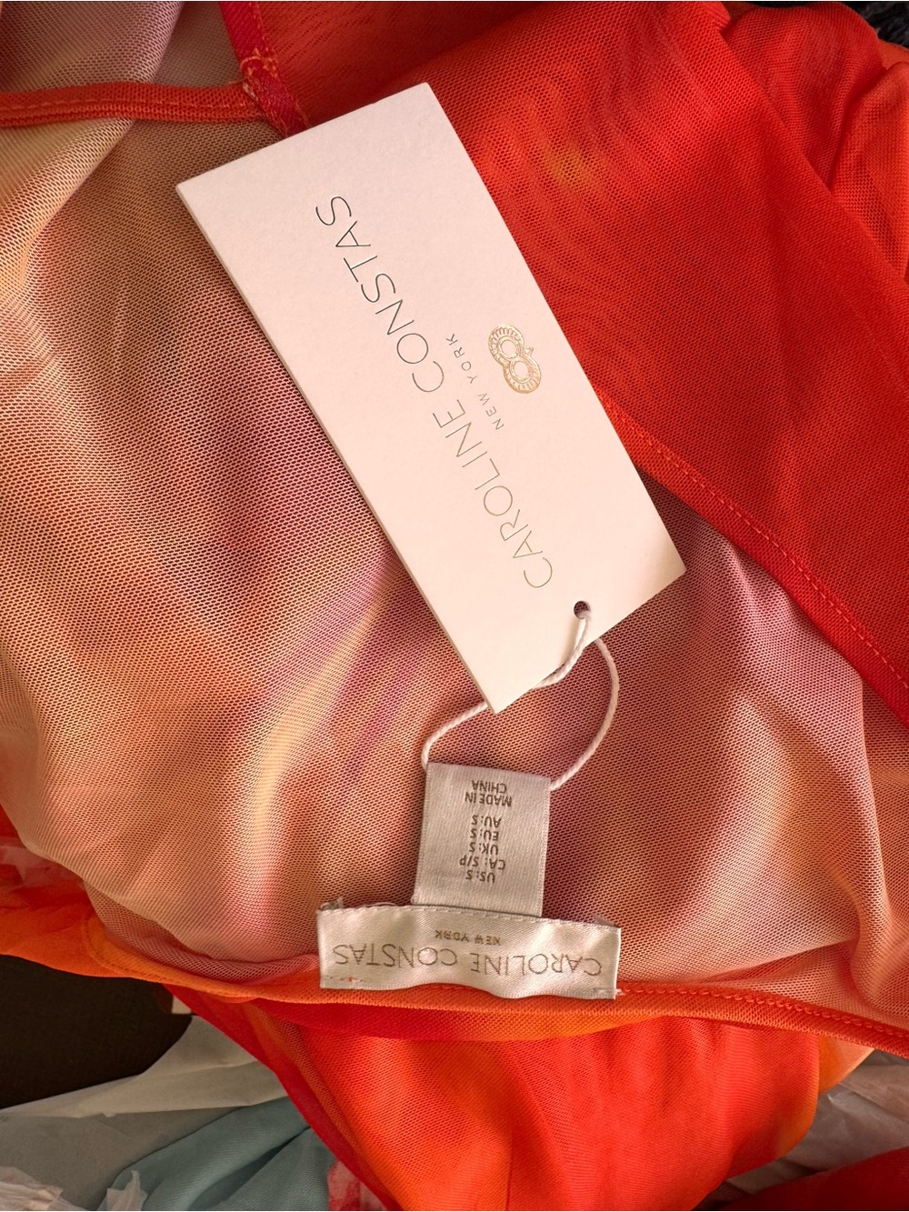 NWT Caroline Constas Women's Orange Floral Long-Sleeve Swim Cover-Up Dress - Picture 5 of 6